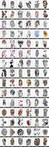 Waterproof temporary tattoo stickers set, diverse designs for cool body art decoration.