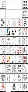 Fogli di adesivi per tatuaggi temporanei impermeabili geometrici animali