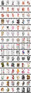 Waterproof temporary tattoo stickers wholesale, variety of cool wolf dragon flower designs.