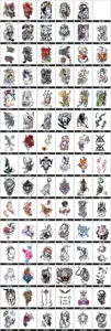 Waterproof temporary tattoo stickers half arm body art transfer designs wholesale collection.