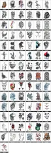 Waterproof temporary tattoo sticker sheets featuring various cool animal and tribal designs.