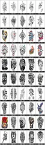 Pegatinas de tatuaje temporal impermeables para brazo entero al por mayor, animales y flores.
