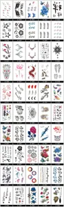 Adesivi per tatuaggi temporanei impermeabili con simpatici motivi floreali e animali per body art.