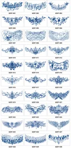 Herbal juice chest temporary tattoo stickers, semi-permanent body art designs, 30 styles.