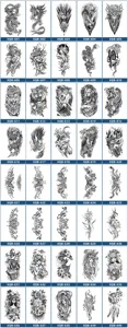 Adesivi per tatuaggi temporanei in bianco e nero animale fiore impermeabile corpo