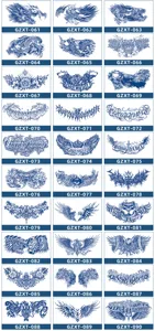 Herbal juice chest back temporary tattoo sticker catalog, waterproof semi-permanent art.