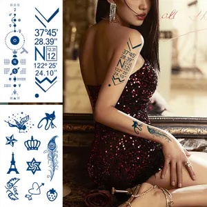 Herbal semi-permanent tattoo stickers waterproof long lasting temporary body art designs