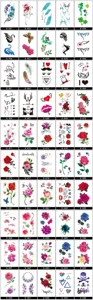 Set di tatuaggi temporanei impermeabili colorati floreali piume geometrici motivi