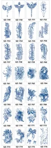 Herbal juice temporary tattoo sticker sheet featuring various waterproof body art designs.