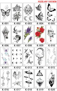 Waterproof disposable temporary tattoo stickers sheet body art transfer 60x105mm