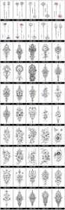 Pegatinas de tatuaje de brazo temporales impermeables flores negras totem arte colección