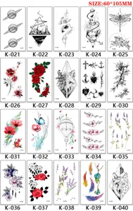 Temporary tattoo stickers waterproof body art geometric wolf rose flower design 60x105mm