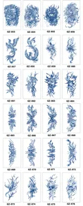 Herbal semi-permanent tattoo sticker waterproof botanical blue juice temporary tattoo designs