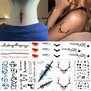 Waterproof Temporary Tattoo Stickers Butterfly Floral Geometric English Letters Fake Body Art Tattoo Sticker Decal