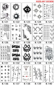 Temporary tattoo stickers sheet waterproof black line art geometric floral cross fake body art 60x105mm