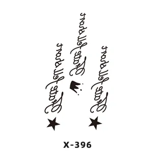 Minimalist English letter crown star temporary tattoo sticker waterproof body art design