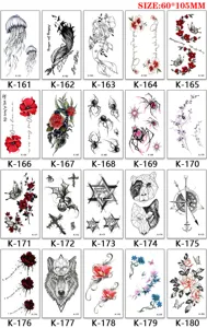 Temporary tattoo stickers sheet waterproof flash body art K series designs 60x105mm