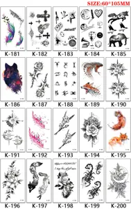 Disposable temporary tattoo stickers sheet waterproof body art fashion transfer designs.