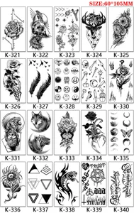 Temporary tattoo stickers sheet waterproof black rose skull geometric gothic body art