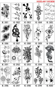 Disposable temporary tattoo sticker sheet waterproof black rose snake dragon cross designs