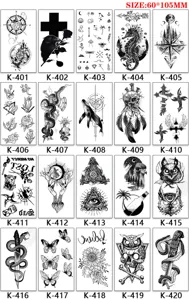 Waterproof temporary tattoo sticker black line art skull snake flower animal body art design