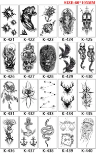 Temporary tattoo sticker sheet black waterproof body art transfer designs size 60x105mm