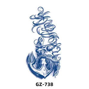 Herbal semi-permanent tattoo sticker waterproof anchor letter design body art temporary tattoo