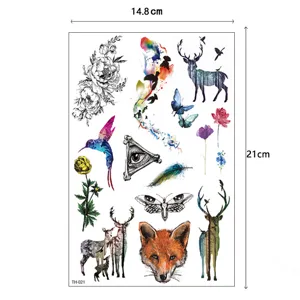 Waterproof Temporary Tattoo Sticker Mixed Floral Animal Geometric Design Fake Tattoo For Women Men Body Art
