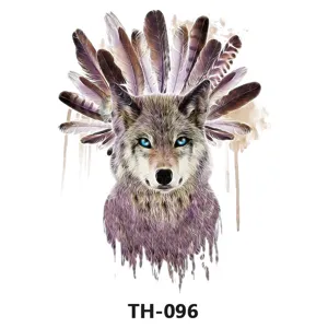 Wolf feather temporary tattoo sticker waterproof body art design body transfer decal 1pcs