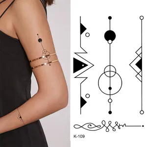 Set de tatuajes temporales geométricos impermeables, pegatina de arte corporal minimalista.