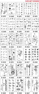 Temporary tattoo stickers set black minimalist floral animal universe design waterproof sheet.