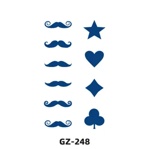 Herbal temporary tattoo sticker waterproof semi-permanent cute mustache poker design sheet
