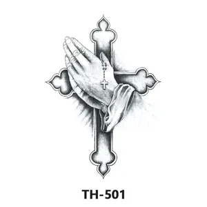 Waterproof Temporary Tattoo Sticker Black Cross Animal Flower Gothic Arm Body Art Fake Tattoo for Men Women