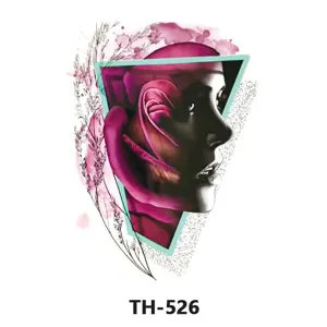 Colorful abstract geometric human face tattoo sticker waterproof body art temporary tattoo design