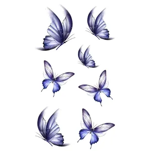 Watercolor purple butterfly temporary tattoo stickers set for body art decoration waterproof