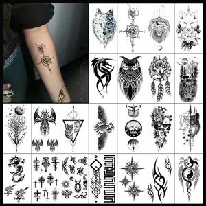Water Transfer Geometric Totem Temporary Tattoo Sticker Waterproof Body Art Fake Tattoo For Party And Daily Wear