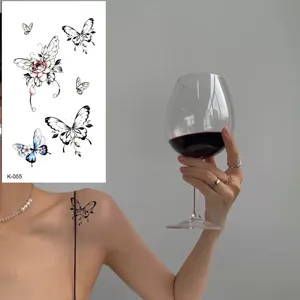 Waterproof temporary tattoo stickers featuring beautiful butterfly and floral designs.