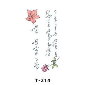Fresh floral temporary tattoo sticker with cute English letters and rose design for fingers.