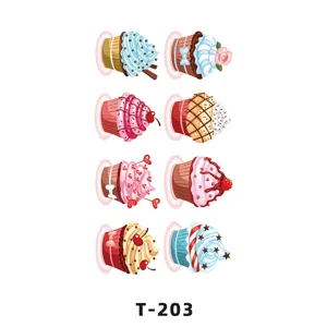 Cute cupcake temporary tattoo sticker sheet, sweet waterproof body art decals for kids and girls.