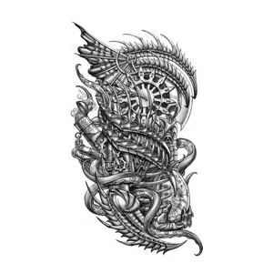 Adesivo tatuaggio braccio biomeccanico impermeabile temporaneo stile scuro design artistico cool