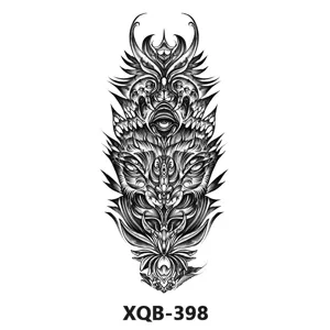 Autocollant de tatouage temporaire noir et blanc imperméable demi-bras totem XQB-398.
