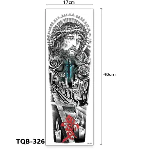 Waterdichte Grote Volledige Arm Tijdelijke Tattoo Sticker Totem Wolf Tijger Schedel Roos Flash Tattoo Voor Mannen Vrouwen Lichaamskunst