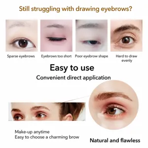 Autocollants sourcils marron imperméables 6D vue détail avec texture naturelle et pose facile.
