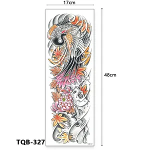 Grote tijdelijke arm tattoo sticker waterdicht lichaamskunst ontwerp met kraanvogel bloem.