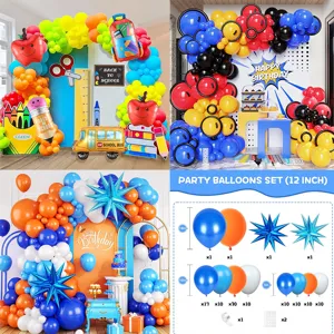Kit Ghirlanda Palloncini Colorati Ritorno a Scuola Lattice Pellicola Alluminio Set Palloncini Cartone Animato Bus Matita Mela per Decorazione Festa Compleanno Bambini