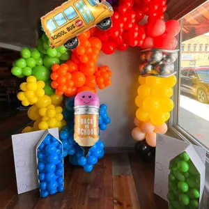 Kit arco di palloncini ritorno a scuola con scuolabus e matita per decorazione festa