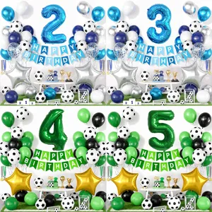 Set di Decorazioni per Palloncini per Feste di Compleanno a Tema Calcio Palloncini in Lattice con Numeri in Film di Alluminio