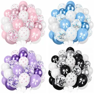 Light Luxury Bow Knot Printed Sequin Balloon Set Latex Balloons For Baby First Birthday Party Decorations Celebration Supplies