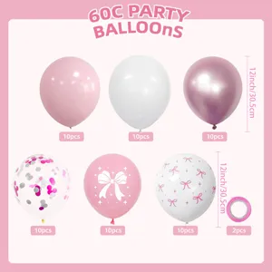 Luxury bow printed sequin balloon set for birthday party decorations and baby showers.