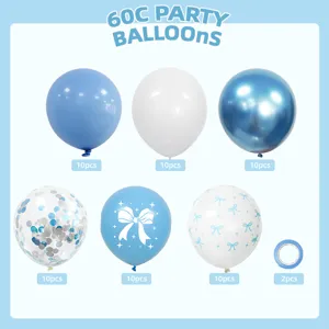 60pcs party balloons set with bows and confetti for birthday party decorations